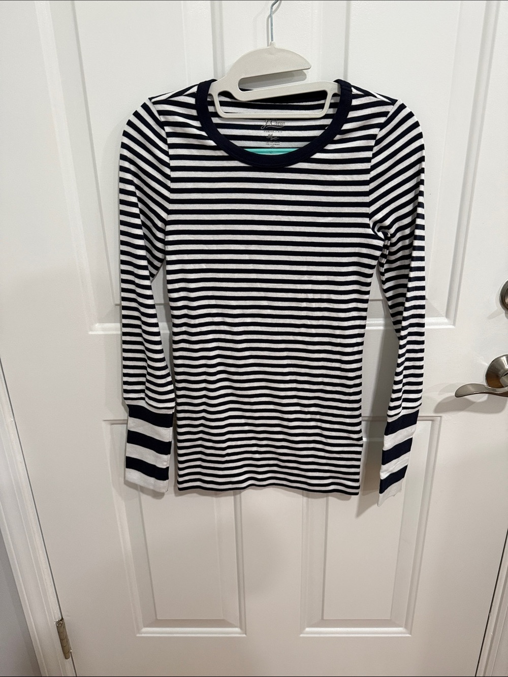 J. Crew Black and White Striped Long Sleeve Tee